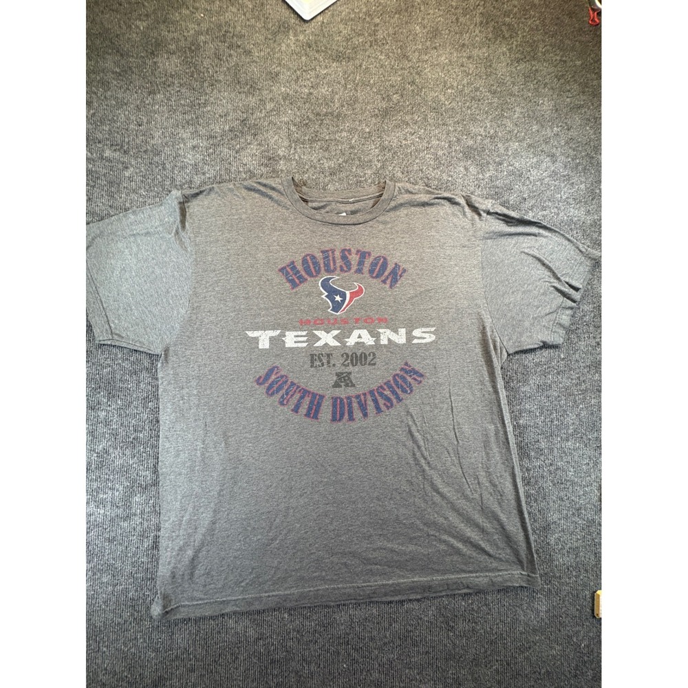 NFL Team Apparel Houston Texans South Division Gray Graphic T-Shirt 2XL 1143